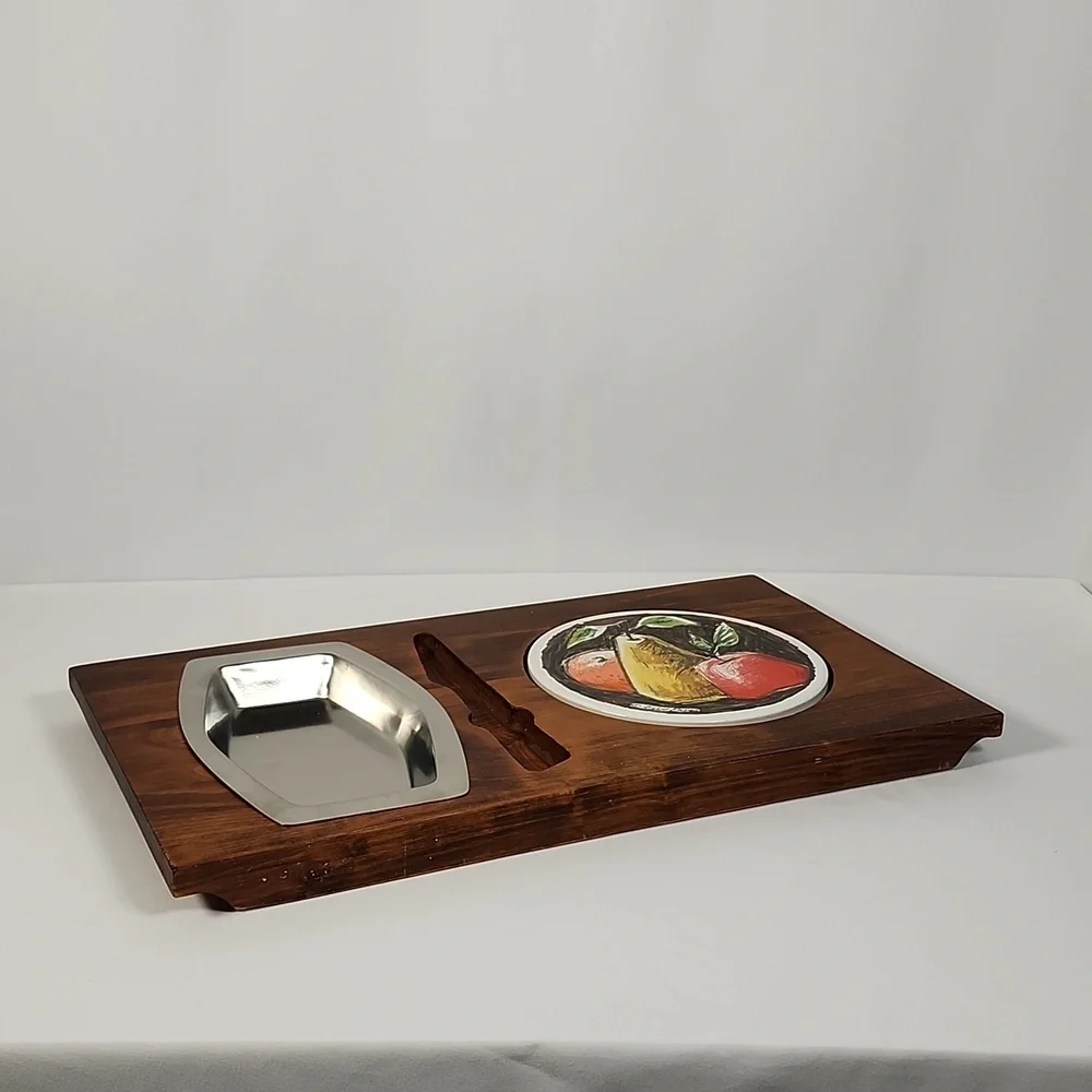 Vintage Mid Century Modern MCM/Retro Wood Cheese Charcuterie Board - Picture 12 of 16
